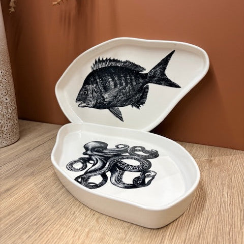 plat CERAMIQUE POULPE OU POISSON 