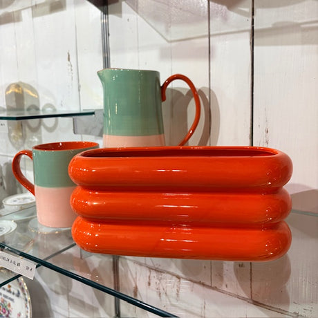 Vase ou cache pot en terre cuite laquée  WD