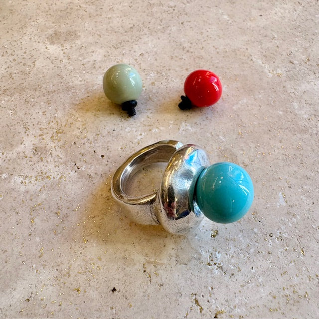 Bague argent boule céramique SEN