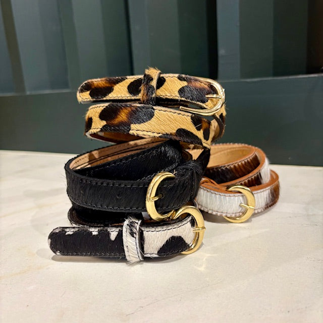 Ceinture cuir poilu à motifs  MAR