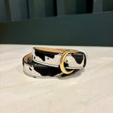 Ceinture cuir poilu à motifs  MAR