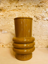 Vase verre cylindre anneaux vert ou jaune FOI