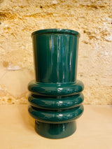 Vase verre cylindre anneaux vert ou jaune FOI