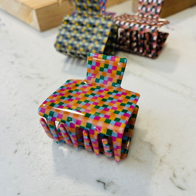 Pince cheveux à carreaux NOI