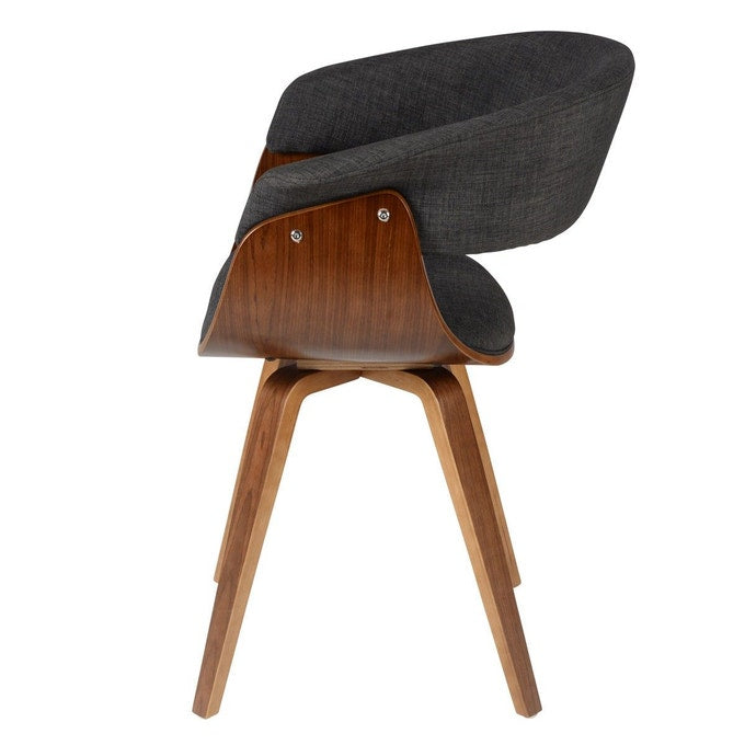 Fauteuil tissus gris et noyer ZAG