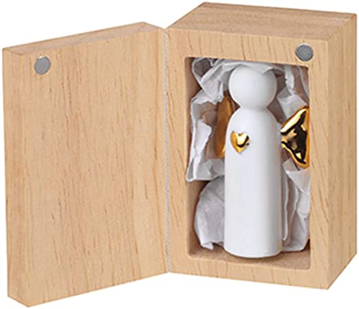 Ange ou cœur porte bonheur et boite en bois RAD