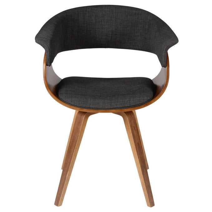 Fauteuil tissus gris et noyer ZAG