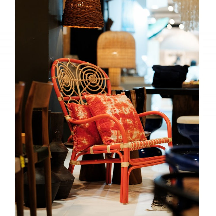 Fauteuil rotin orange MANU