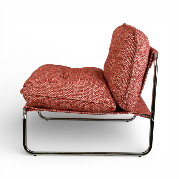 Fauteuil rouge et tube chrome CIRRUS ZAG