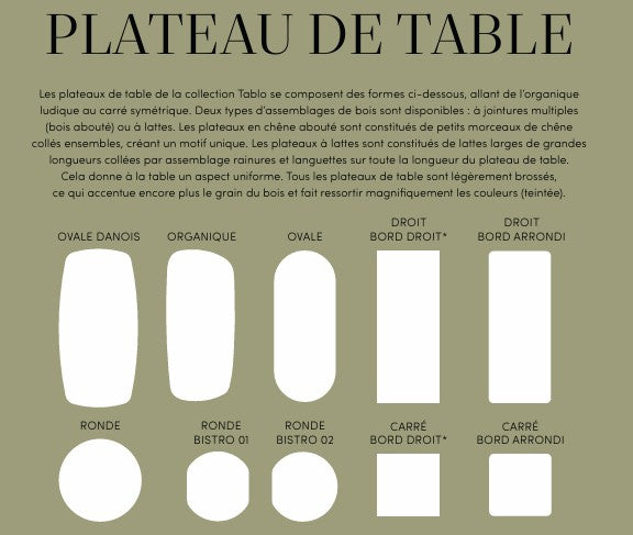 Plateau de table bois massif rectangulaire TABLO DEE