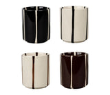 Set de 4 gobelets grès et rayures écru et brun SEM