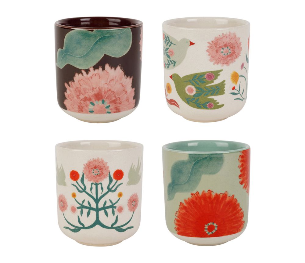 Set de 4 petites tasses fleurs SEM