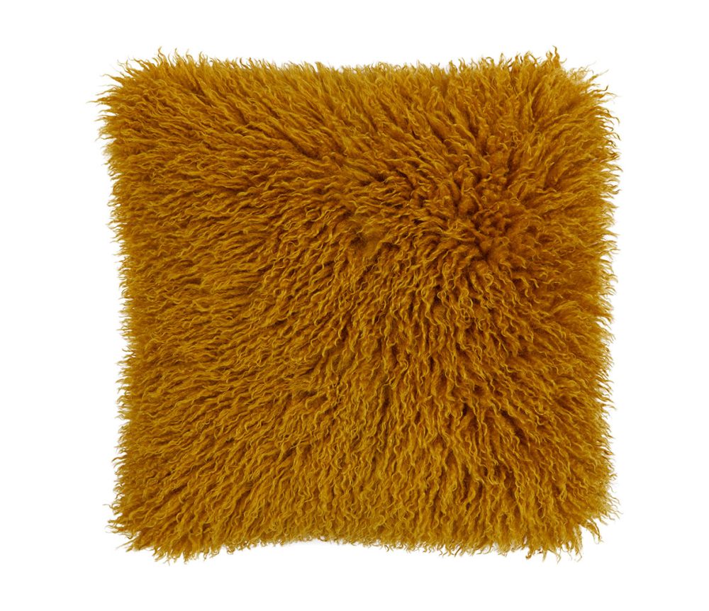 Coussin fourrure moutarde COT