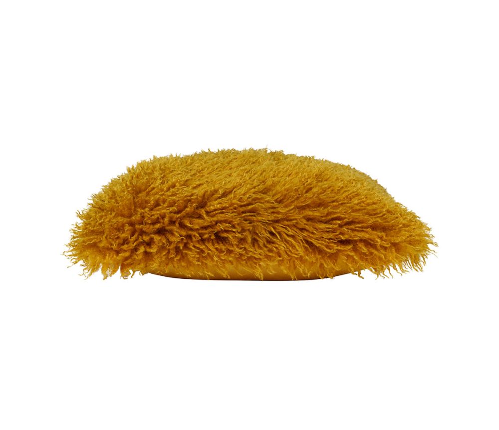 Coussin fourrure moutarde COT