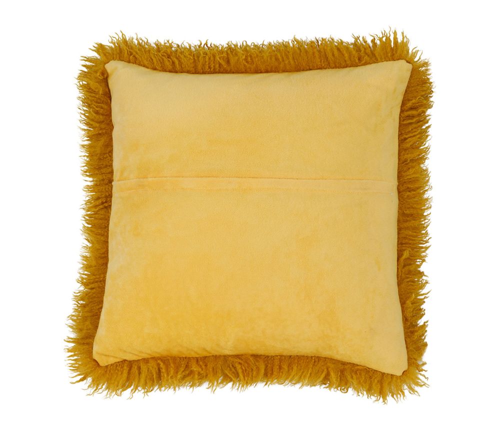 Coussin fourrure moutarde COT