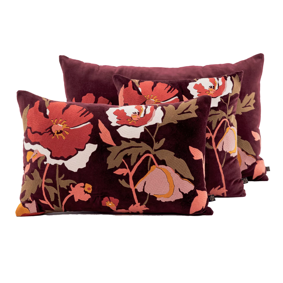 Coussin BRISTOL fleurs brodée carré 45x45cm HAO