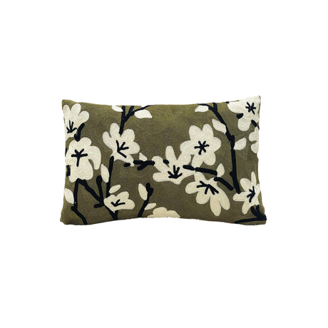 Coussin brodé fleurs ou oiseau OPJ