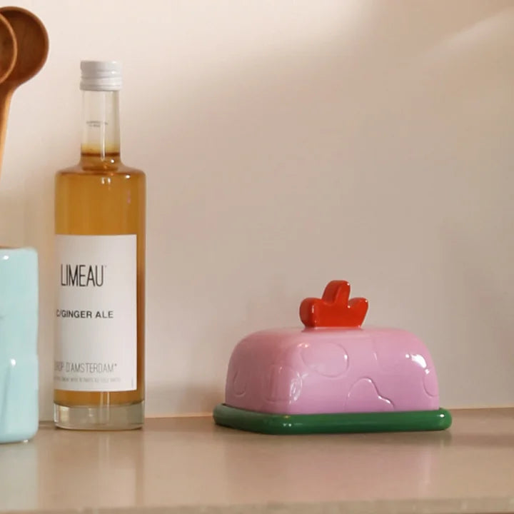 Beurrier céramique rose KLE