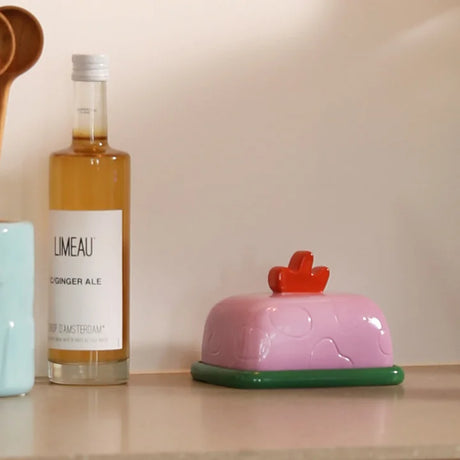 Beurrier céramique rose KLE