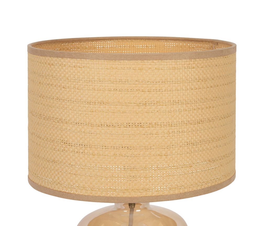 Lampe Celeste grande en verre et abat jour tressé SEM