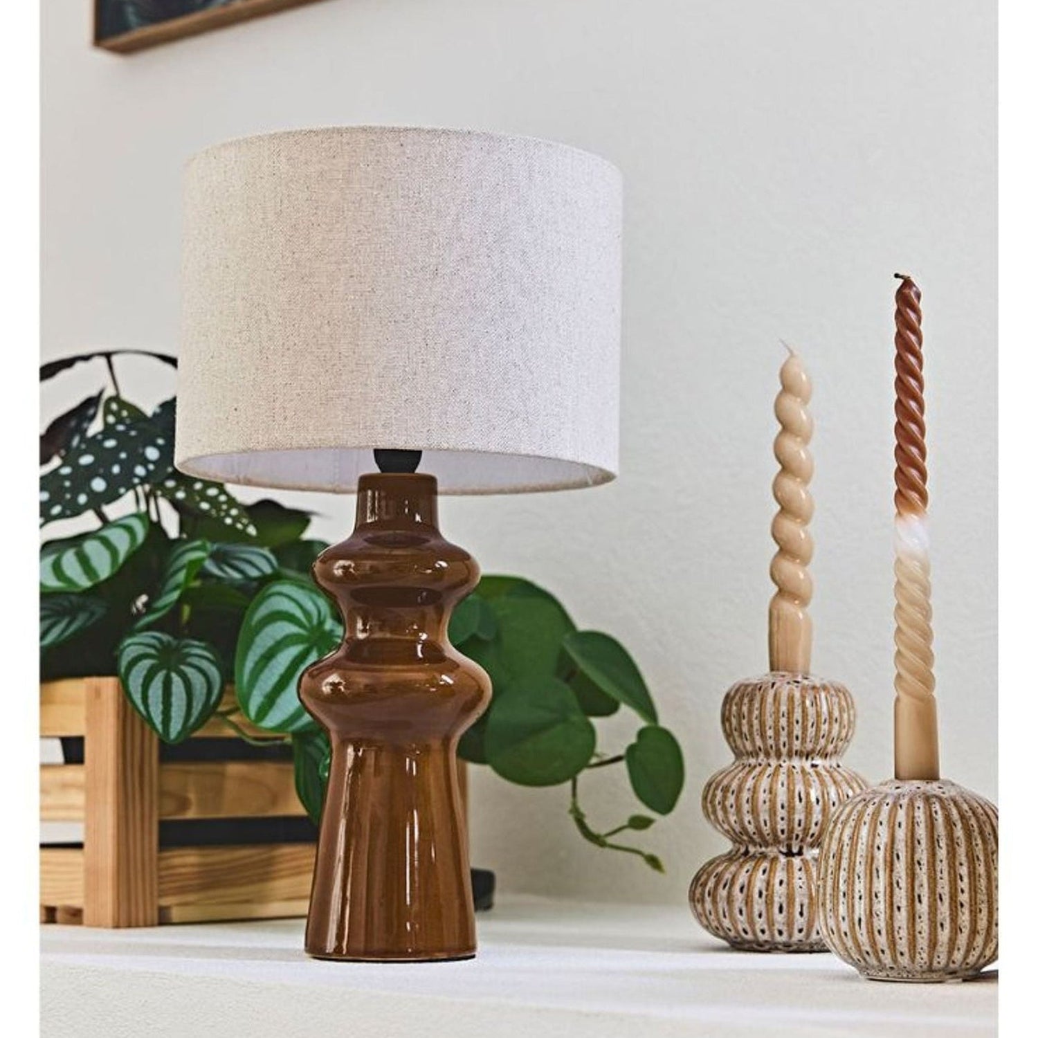 Lampe céramique marron brillante SEM