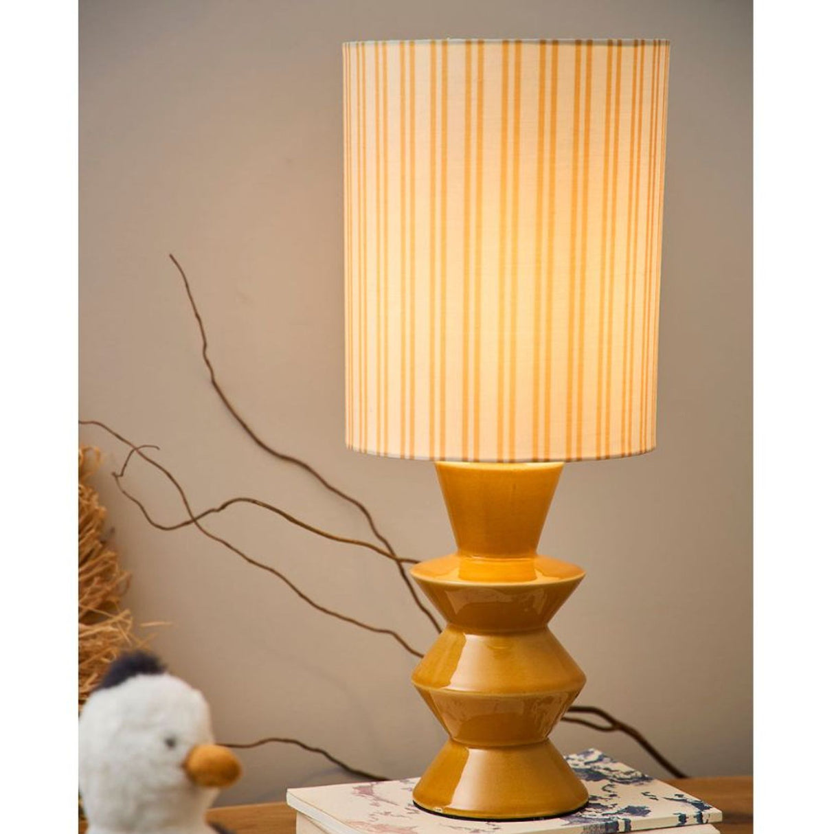 Lampe Verda abat-jour rayé moutarde SEM