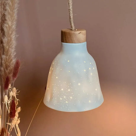 Suspension ou balladeuse rosinette blanche et bois OPJ