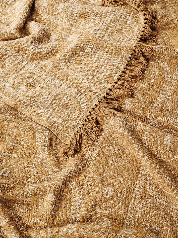 Plaid à motifs moutarde MANU