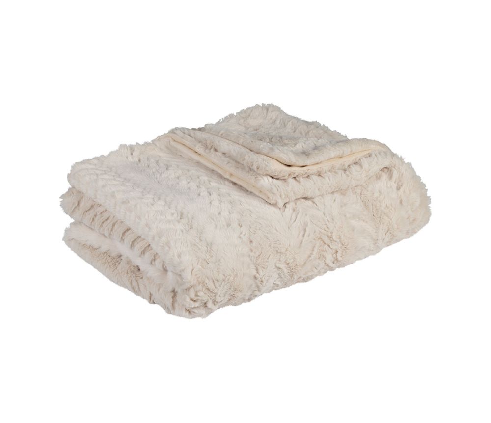 Plaid fourrure écru 170x130 SEM