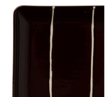 Plat rectangle rayé en grés brun et écru SEM