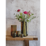 Vase verre rayure vert moyen POM