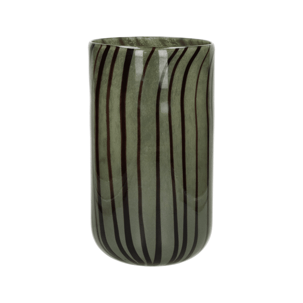 Vase verre rayure vert moyen POM