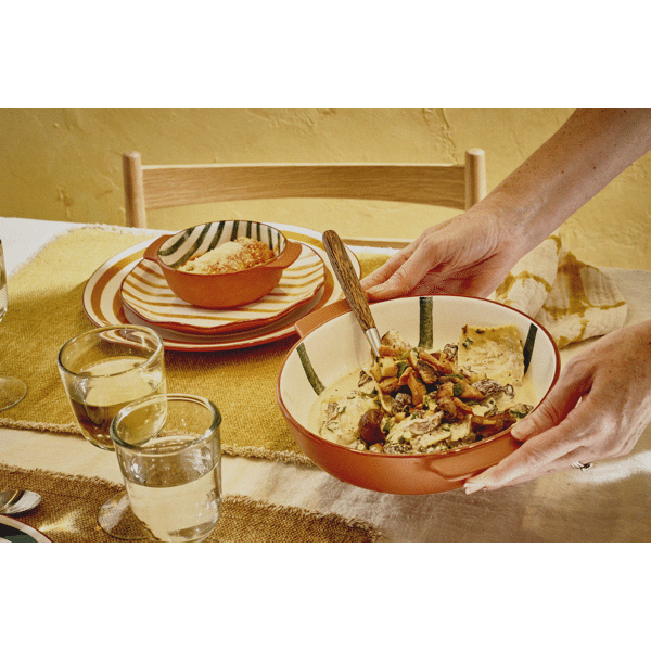 Bol anse petit modèle rayé vert POM