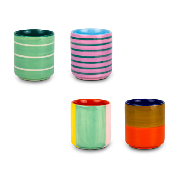 Set de 4 gobelets céramique à motifs WD