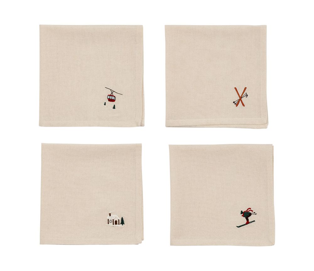 Lot de 4 serviettes brodées SEM