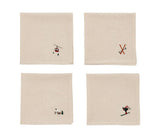 Lot de 4 serviettes brodées SEM