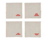 Lot de 4 serviettes brodées SEM