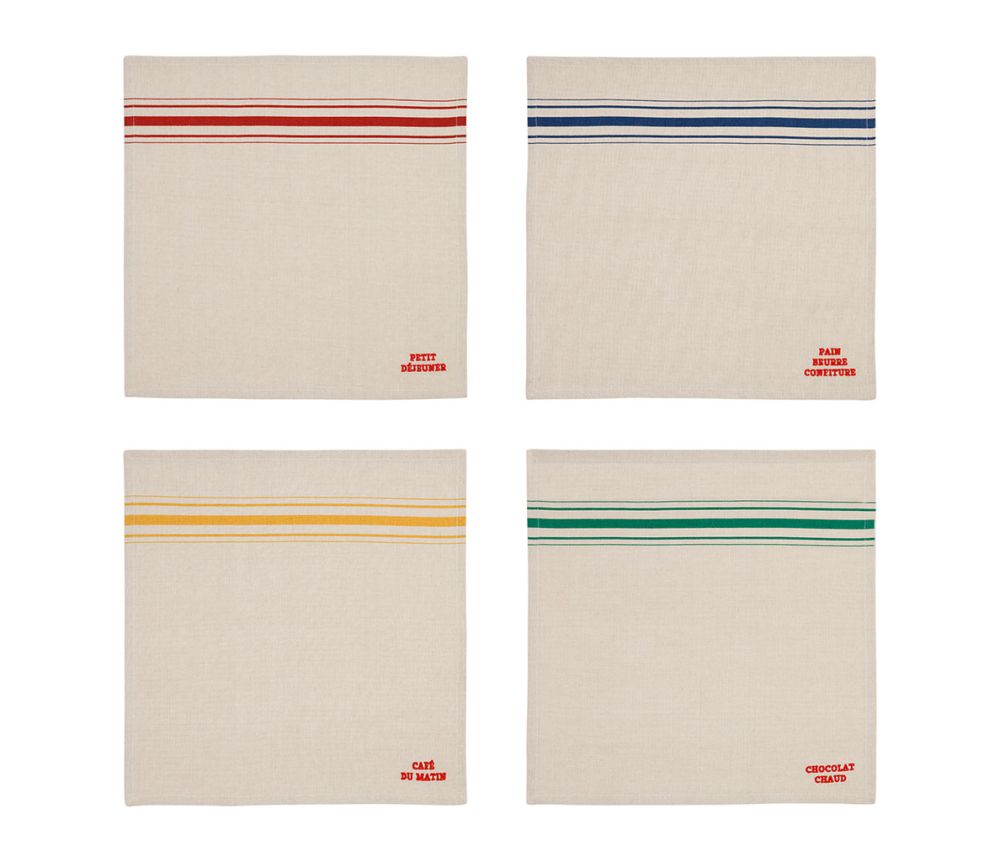Lot de 4 serviettes brodées SEM