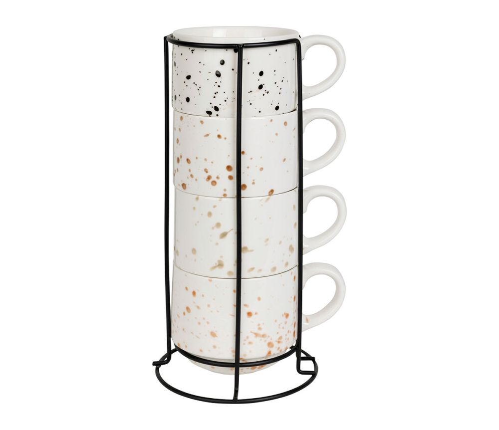 4 tasses à thé Epura avec support métal SEM