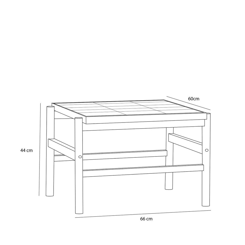 Table basse carrelage et bois HUB