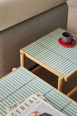 Table basse carrelage et bois HUB