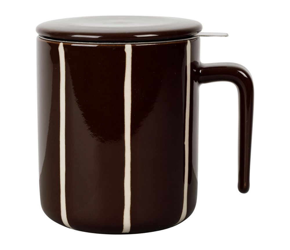 Tisanière grès rayée écru et brun SEM