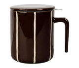 Tisanière grès rayée écru et brun SEM