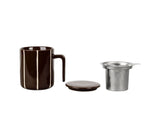 Tisanière grès rayée écru et brun SEM