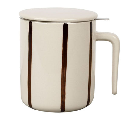 Tisanière grès rayée écru et brun SEM