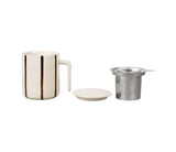 Tisanière grès rayée écru et brun SEM