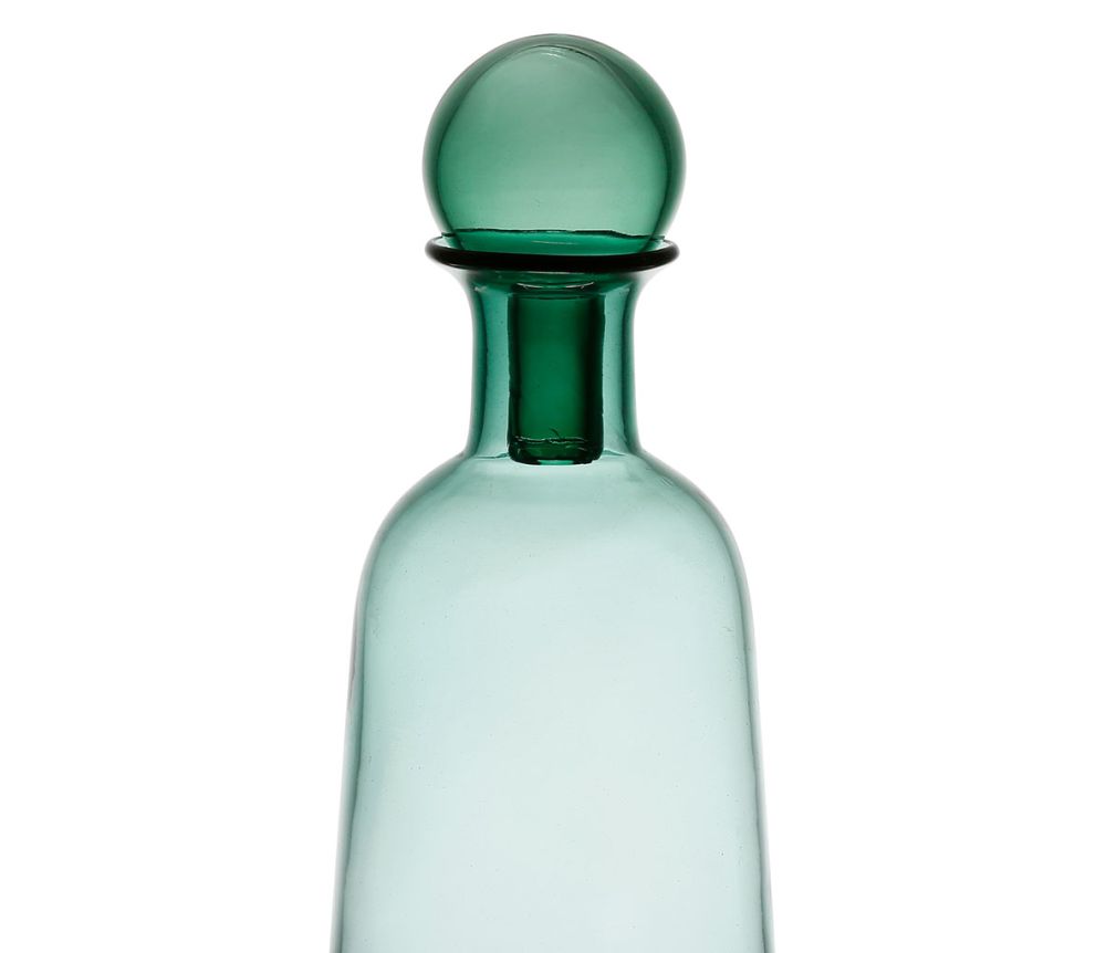 Vase en verre vert bouchon boule SEM